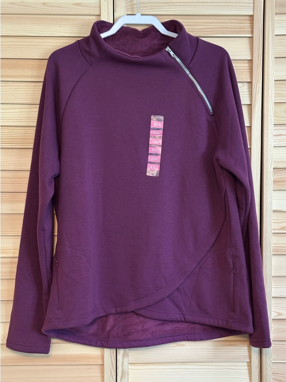 NWT ZeroXposur Platinum Funnel Zip Top Sweatshirt Women XXL Wineberry Purple